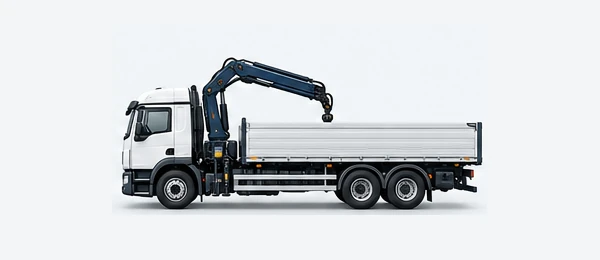 KI-generierte, illustrative Darstellung: Lkw mit Ladekran ab 18 t